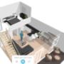 Propunere amenajare apartament nr 44 pe 2 nivele