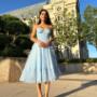 Rochie midi de ocazie cu corset albastru deschis