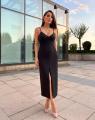 Rochie eleganta de seara neagra, cu taietura