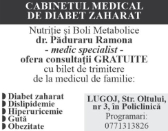 Cabinet Diabet Zaharat, Nutriţie şi Boli Metabolice Dr. Paduraru Ramona Lugoj