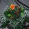 Aranjament 1 trandafir, Hypericum, Santini, Gipsophila, verdeata, 55 RON
