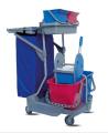 Carucior cu doua galeti de 15L, storcator, doua galeti de 6L si suport pentru sac de 120L