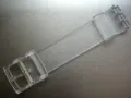 curea swatch alb-transparet de 17 mm, latime, partea cu catarama.