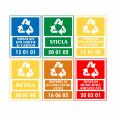 Set 6 etichete autocolante reciclare colectare selectiva 25 x 33cm